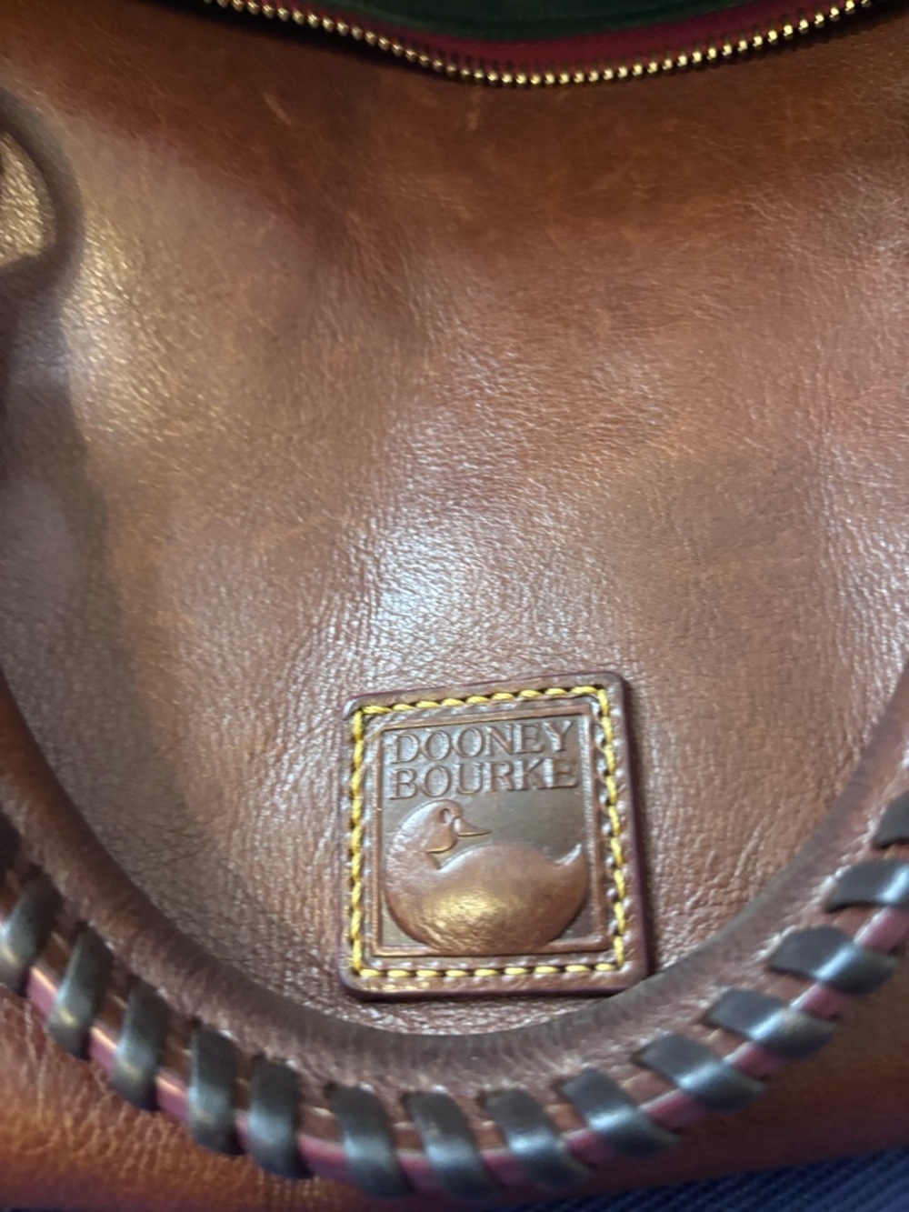 Dooney & Bourke Brown Leather Satchel with Braided Handles - Picture 4 of 10